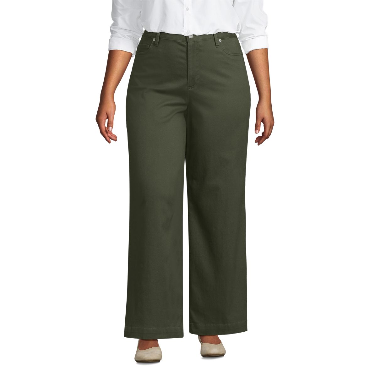 Women's High Rise 5 Pocket Wide Leg Chino Pants