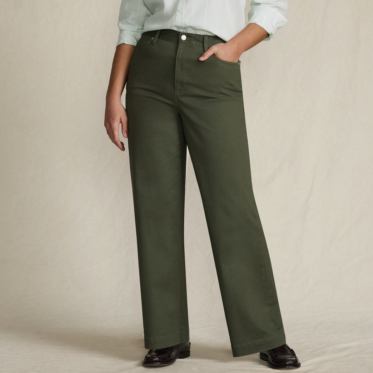 Women's High Rise 5 Pocket Wide Leg Chino Pants
