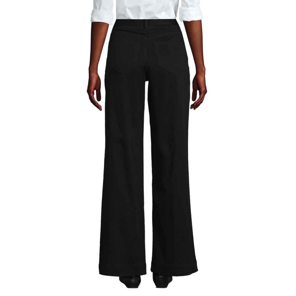 Jean 18 Women's Solid Mid Waisted Wide Leg Pants Long Pants for