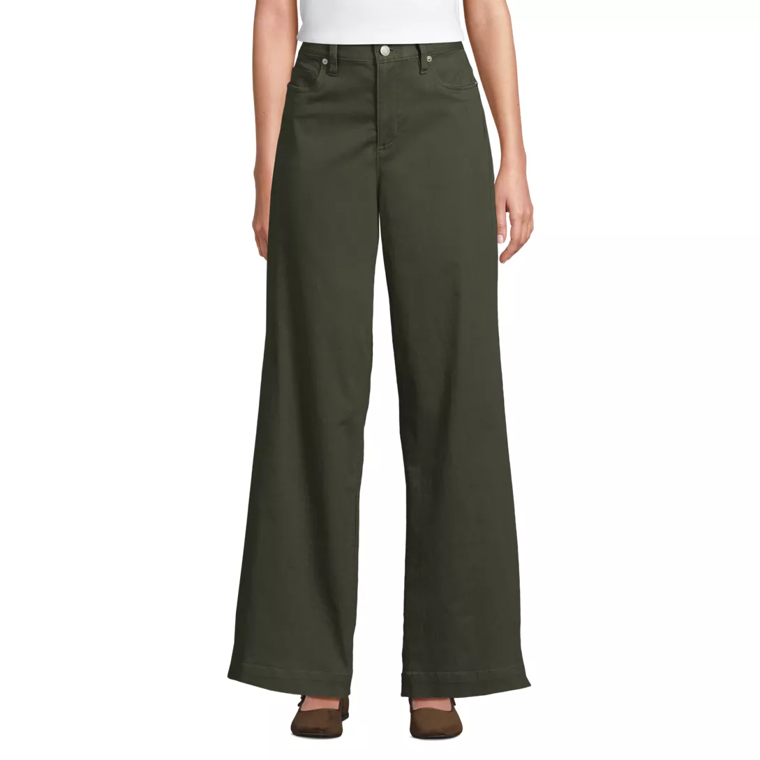 Women's High Rise 5 Pocket Wide Leg Chino Pants