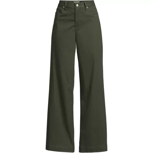 Women's High Rise 5 Pocket Wide Leg Chino Pants, Front