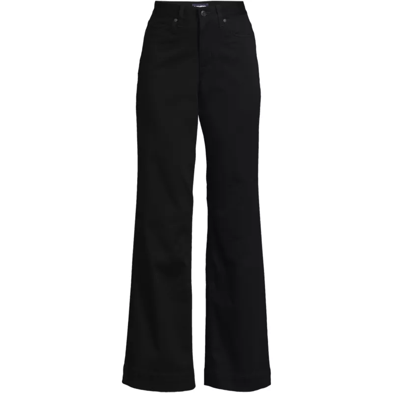 Women's Plus Size High Rise 5 Pocket Wide Leg Chino Pants, Front