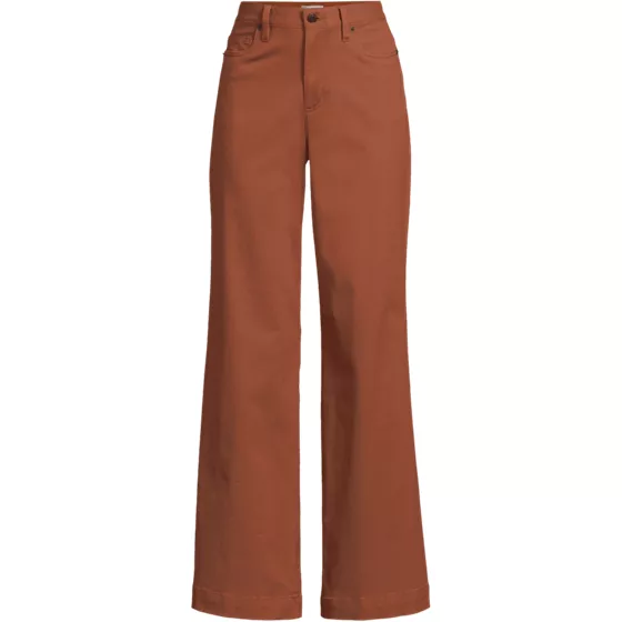 Women's Plus Size High Rise 5 Pocket Wide Leg Chino Pants - primary