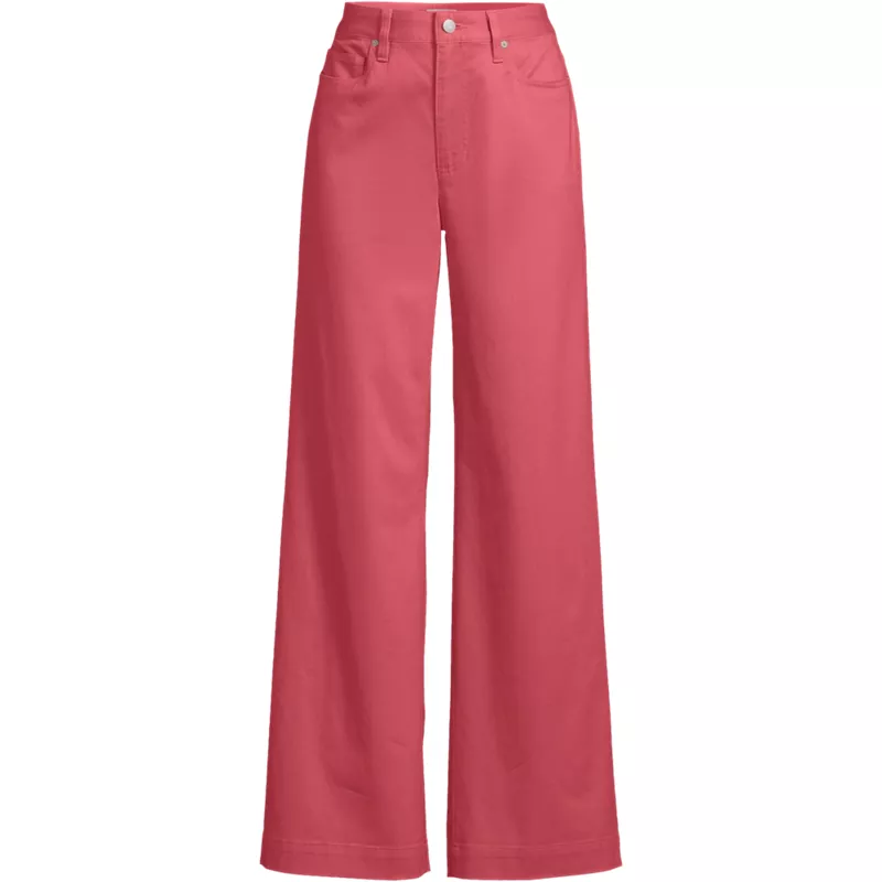 Women's High Rise 5 Pocket Wide Leg Chino Pants, Front