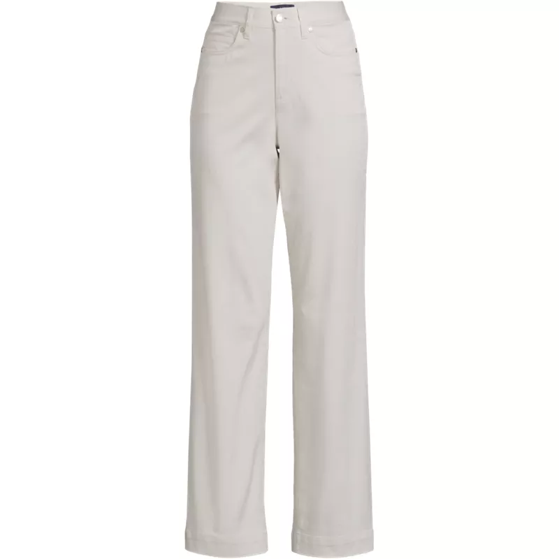 Women's Plus Size High Rise 5 Pocket Wide Leg Chino Pants, Front