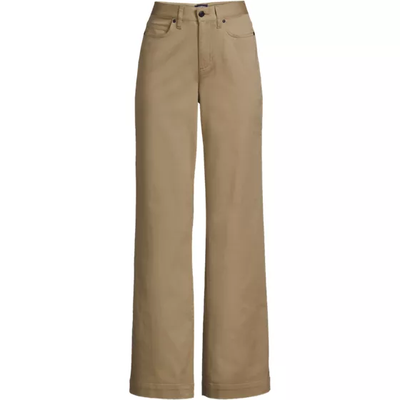 Women's Plus Size High Rise 5 Pocket Wide Leg Chino Pants - primary