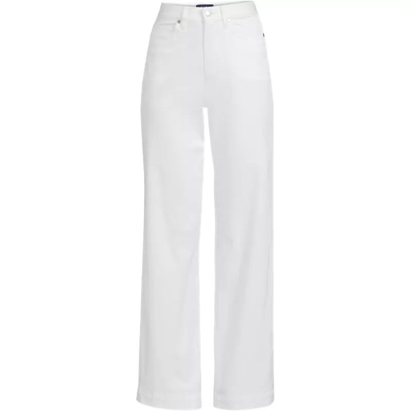 Women's Plus Size High Rise 5 Pocket Wide Leg Chino Pants, Front