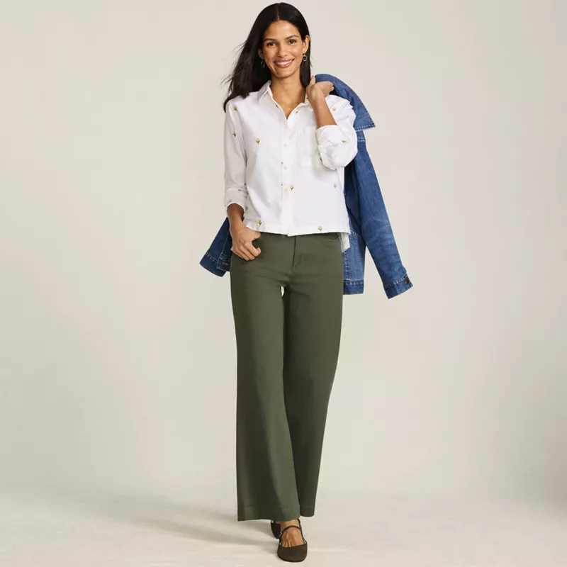 Women's High Rise 5 Pocket Wide Leg Chino Pants, alternative image