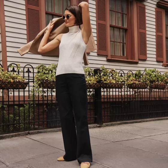 Women's High Rise 5 Pocket Wide Leg Chino Pants - primary