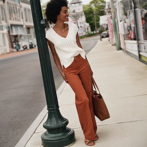 Women's High Rise 5 Pocket Wide Leg Chino Pants, alternative image