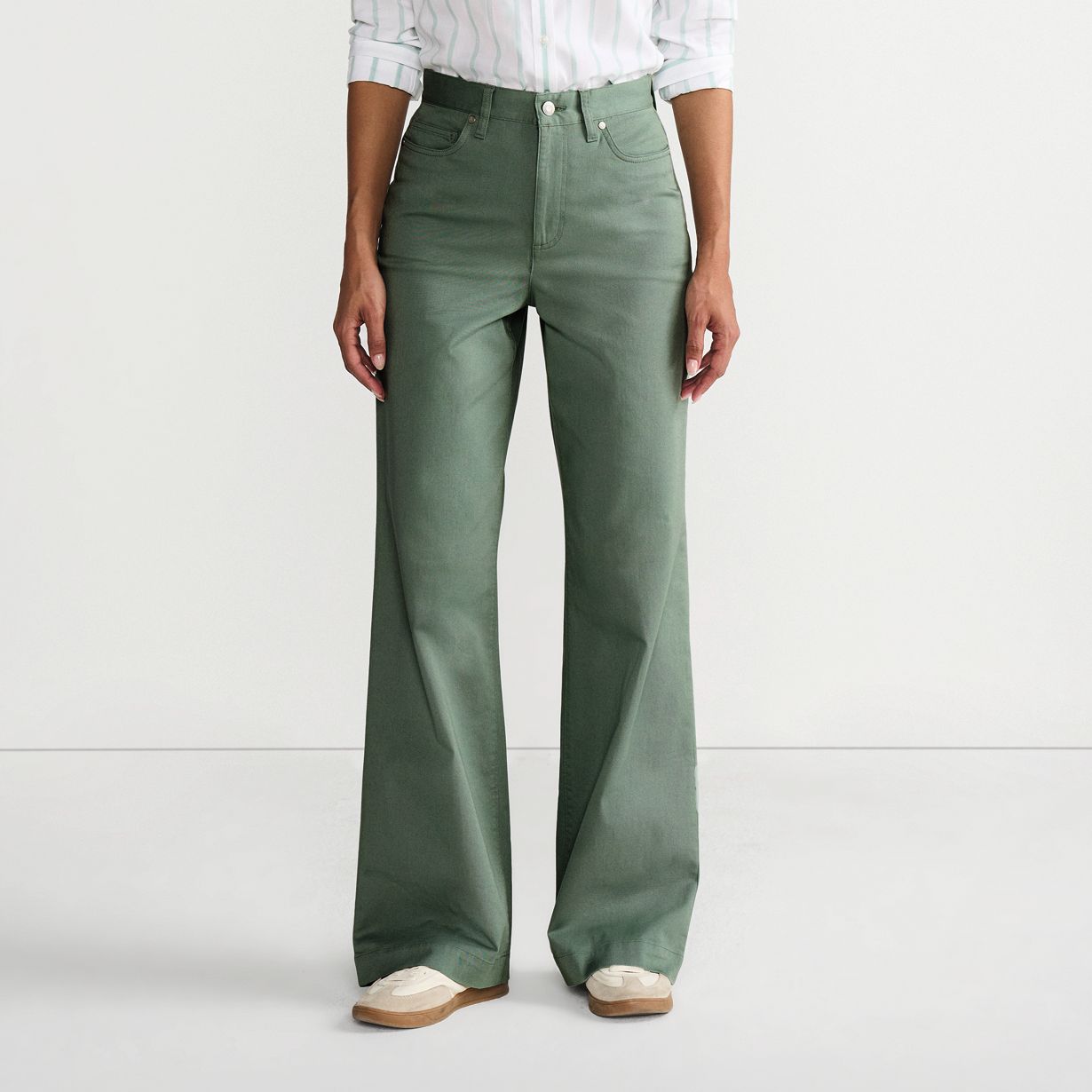 Women's High Rise 5 Pocket Wide Leg Chino Pants