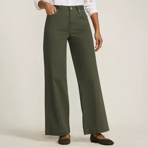 Women's High Rise 5 Pocket Wide Leg Chino Pants, Front