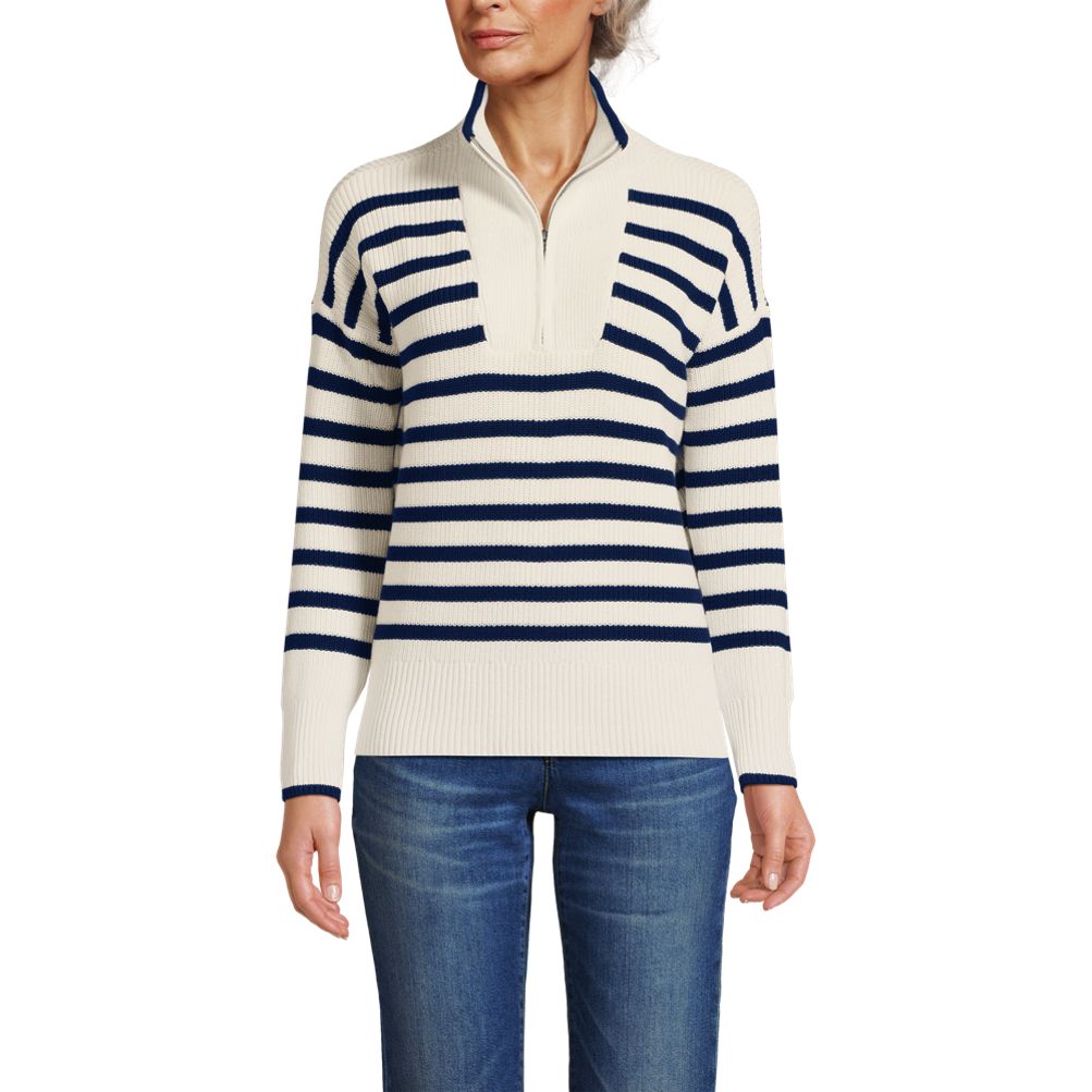 売れ筋商品|||ランズエンド ニット&セーター アウター レディース Women's Drifter Raglan Sleeve Easy Fit Sweater Fresh ivory/blue stripe Women's Drifter Raglan Sleeve Easy Fit Sweater | Lands' End
