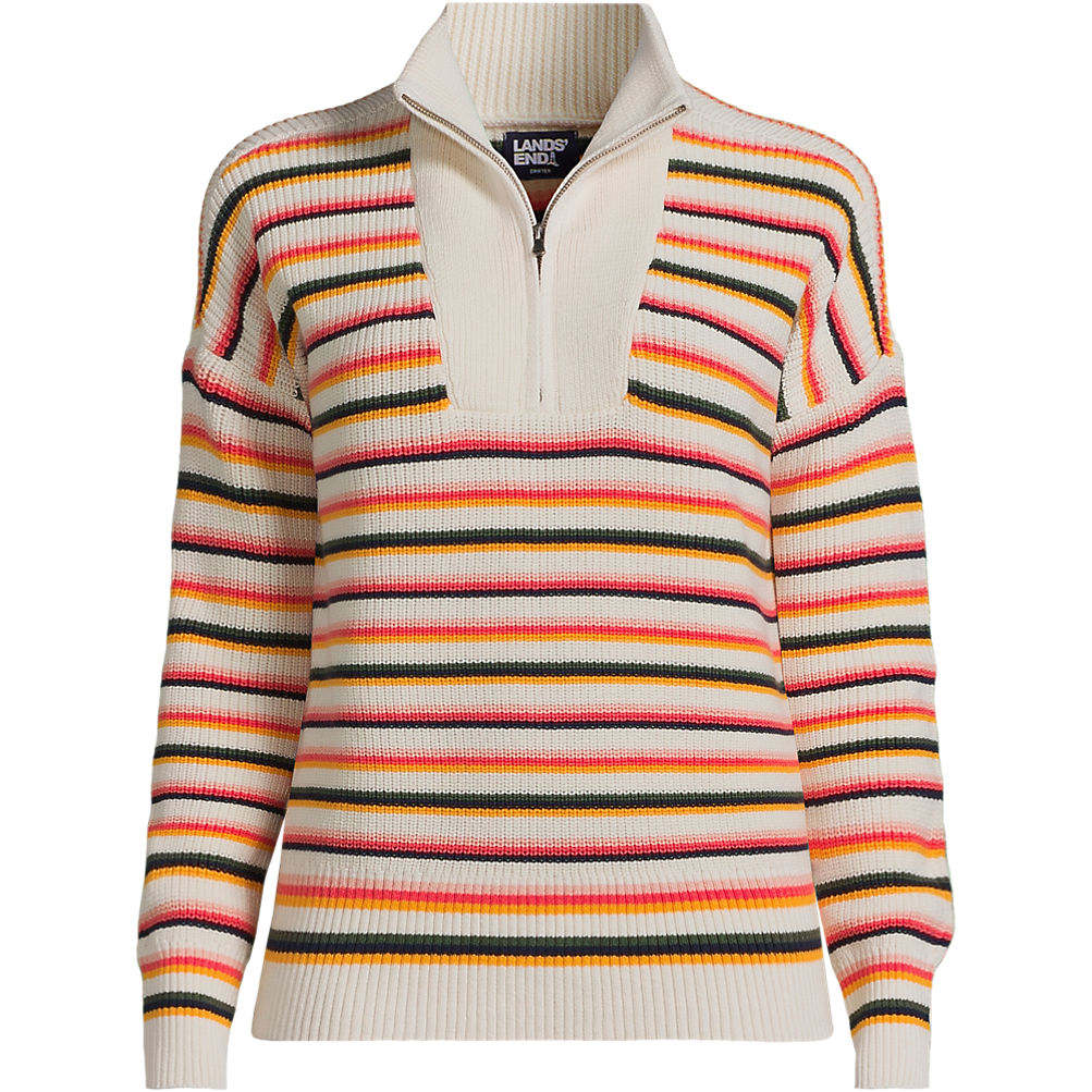 Women's Drifter Cotton Quarter Zip Pullover Sweater | Lands' End Women's Drifter Cotton Quarter Zip Pullover Sweater | Lands' End