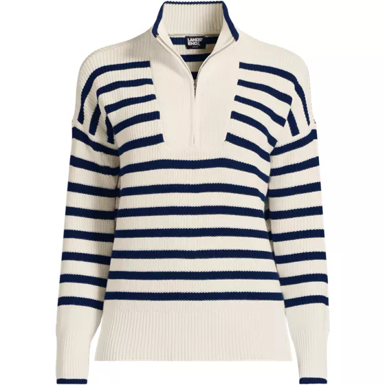 Women's Plus Size Drifter Cotton Quarter Zip Pullover Sweater - primary