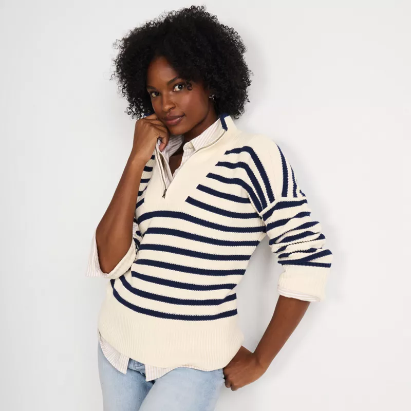 Women's Drifter Cotton Quarter Zip Pullover Sweater, alternative image