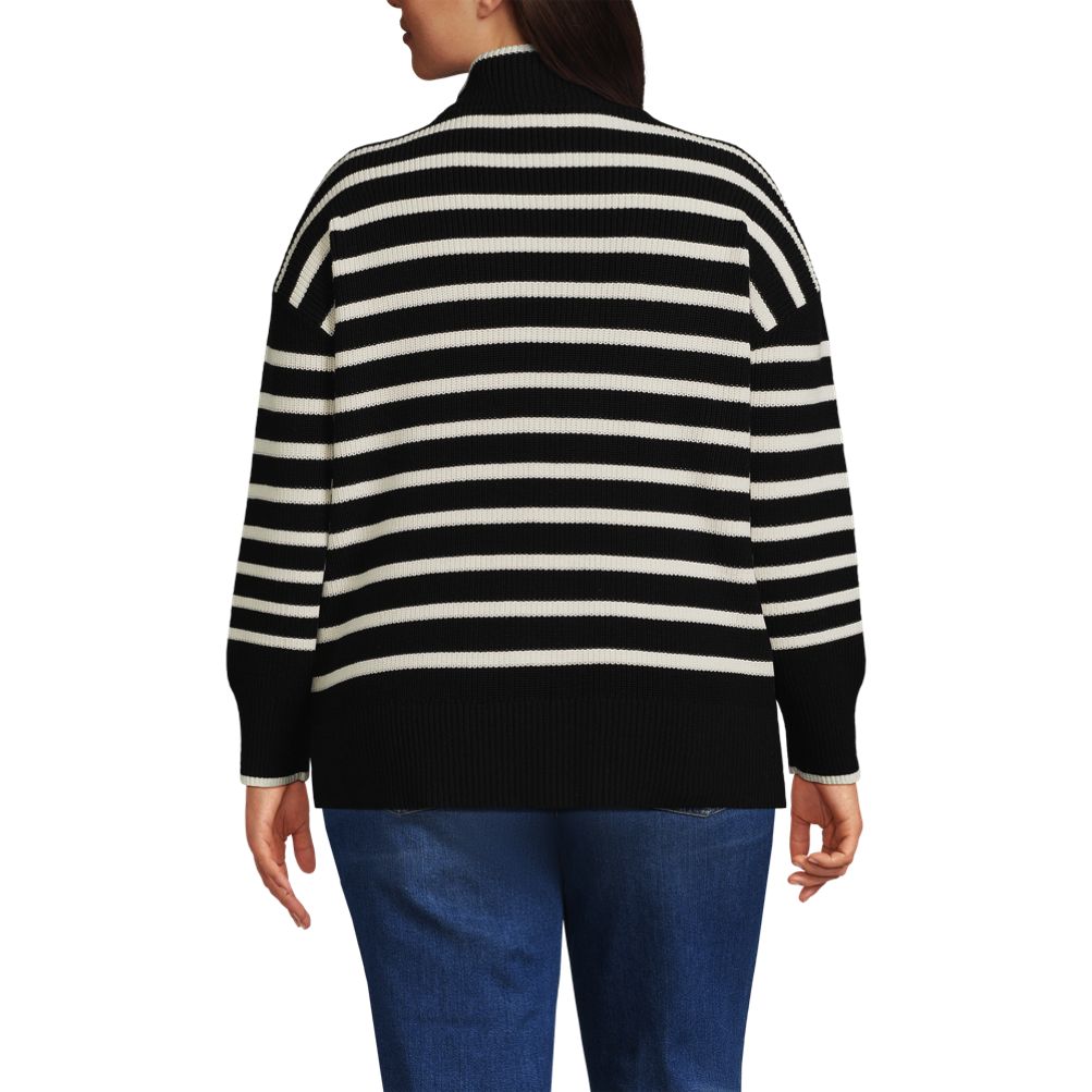 売れ筋商品|||ランズエンド ニット&セーター アウター レディース Women's Plus Size Drifter Cotton Quarter Zip Pullover Sweater Ivory/navy stripe Women's Drifter Cotton Quarter Zip Pullover Sweater | Lands' End