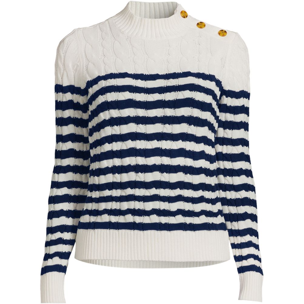 Lands' End Striped Collared Sweaters for Women