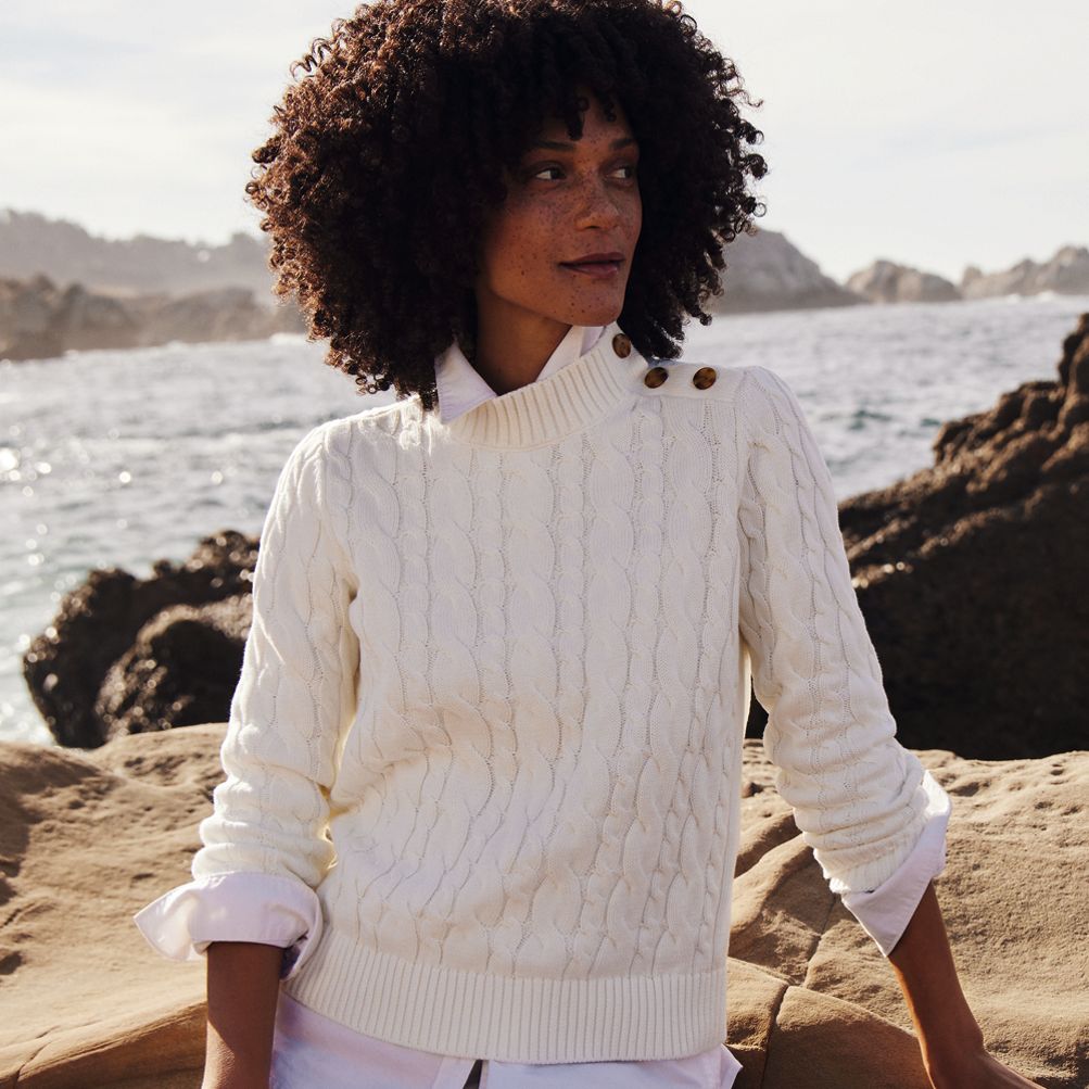 Women s Drifter Button Shoulder Sweater Lands End