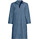 Women's Plus Size Cotton Poplin 3/4 Sleeve Split Neck Dress, Front
