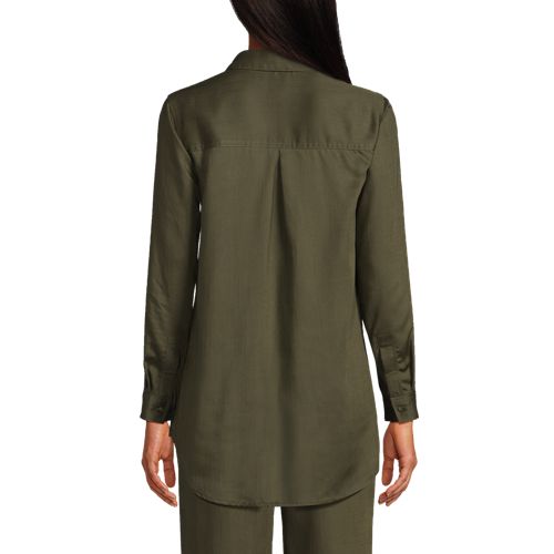  Lands' End Tunika Im Worker-stil Aus Tencel, Damen, Größe:40-42 Regular, Grün, Lyocell (viskose), By Lands' End 