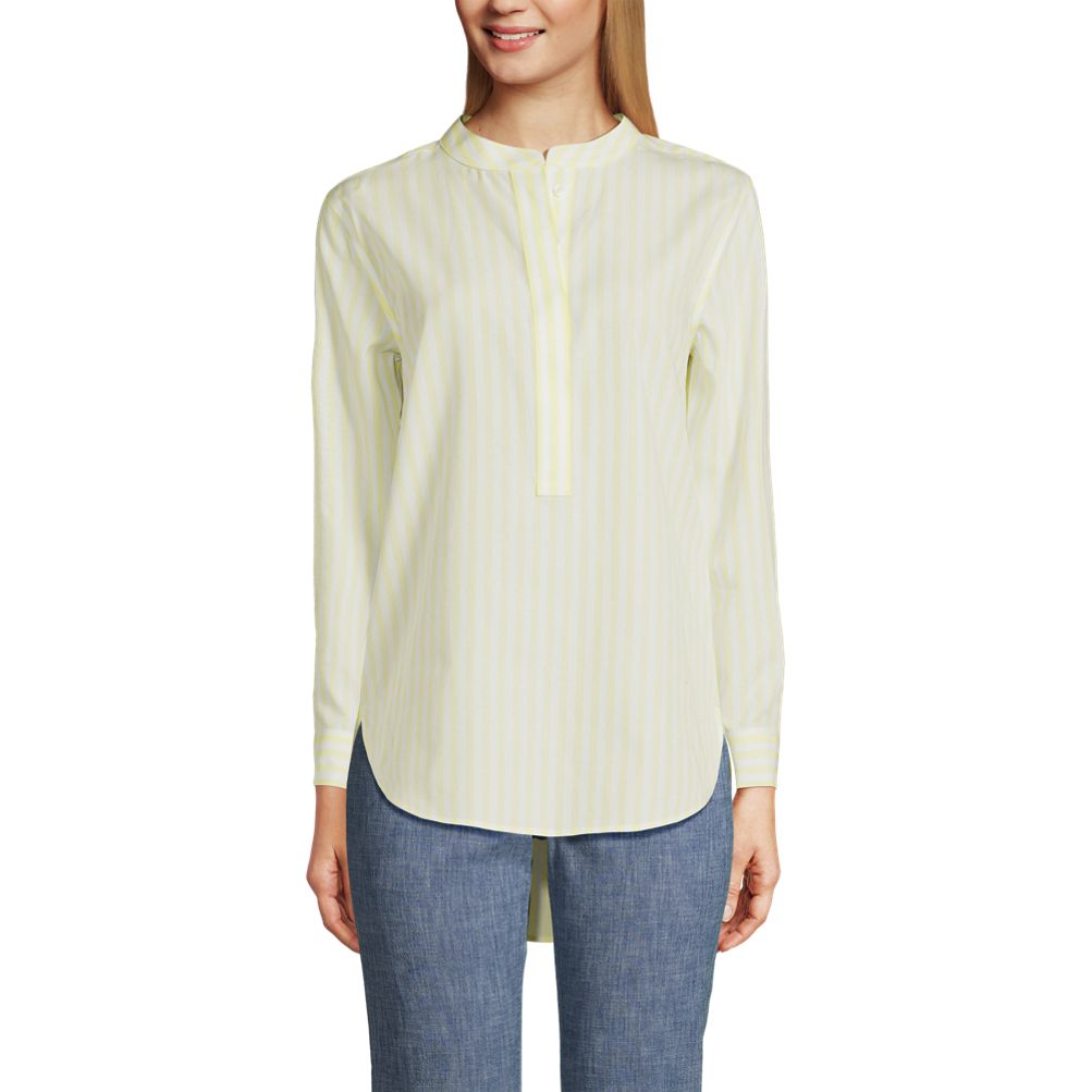 売れ筋商品|||ランズエンド シャツ トップス レディース Women's No Iron Banded Collar Popover Shirt White multi field floral Women's No Iron Banded Collar Popover Shirt | Lands' End