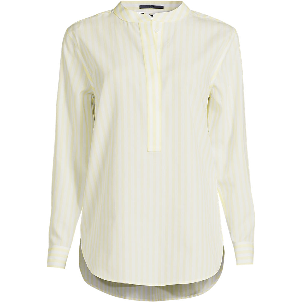 Women's No Iron Long Sleeve Banded Collar Popover Shirt | Lands' End
