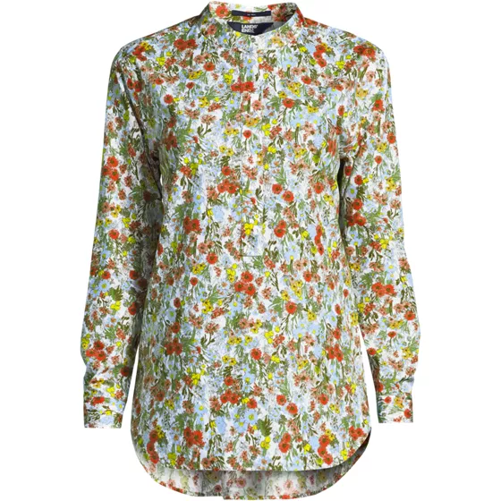 Women's No Iron Banded Collar Popover Shirt - primary