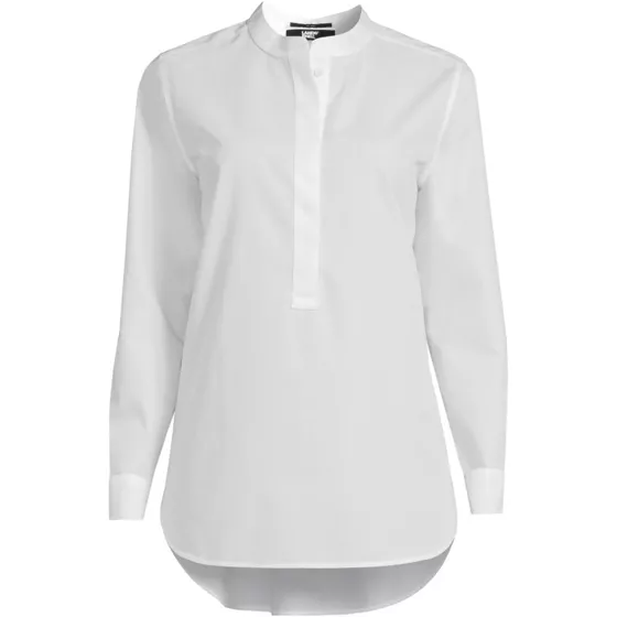 Women's Plus Size No Iron Banded Collar Popover Shirt - primary