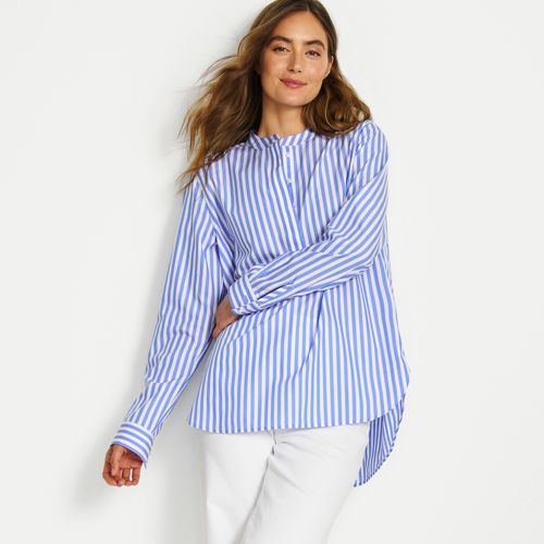 Lands' End Crepe Tulip Sleeve Blouse- Blue