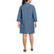 Women's Plus Size Cotton Poplin 3/4 Sleeve Split Neck Dress, Back