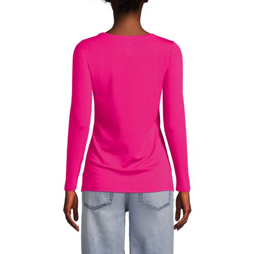  Lands' End Baumwolle/modal-shirt Mit Ballett-ausschnitt, Damen, Größe:32-34 Petite, Pink, Baumwolle Modal, By Lands' End 