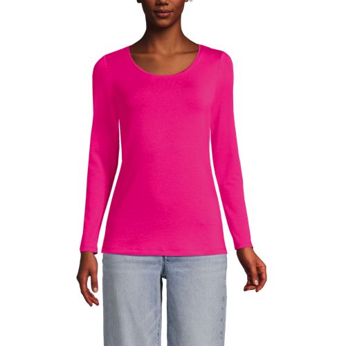  Lands' End Baumwolle/modal-shirt Mit Ballett-ausschnitt, Damen, Größe:32-34 Petite, Pink, Baumwolle Modal, By Lands' End 