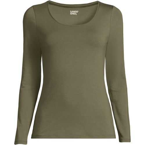 Lands' End Women's Long Sleeve Heavyweight Jersey Button Front