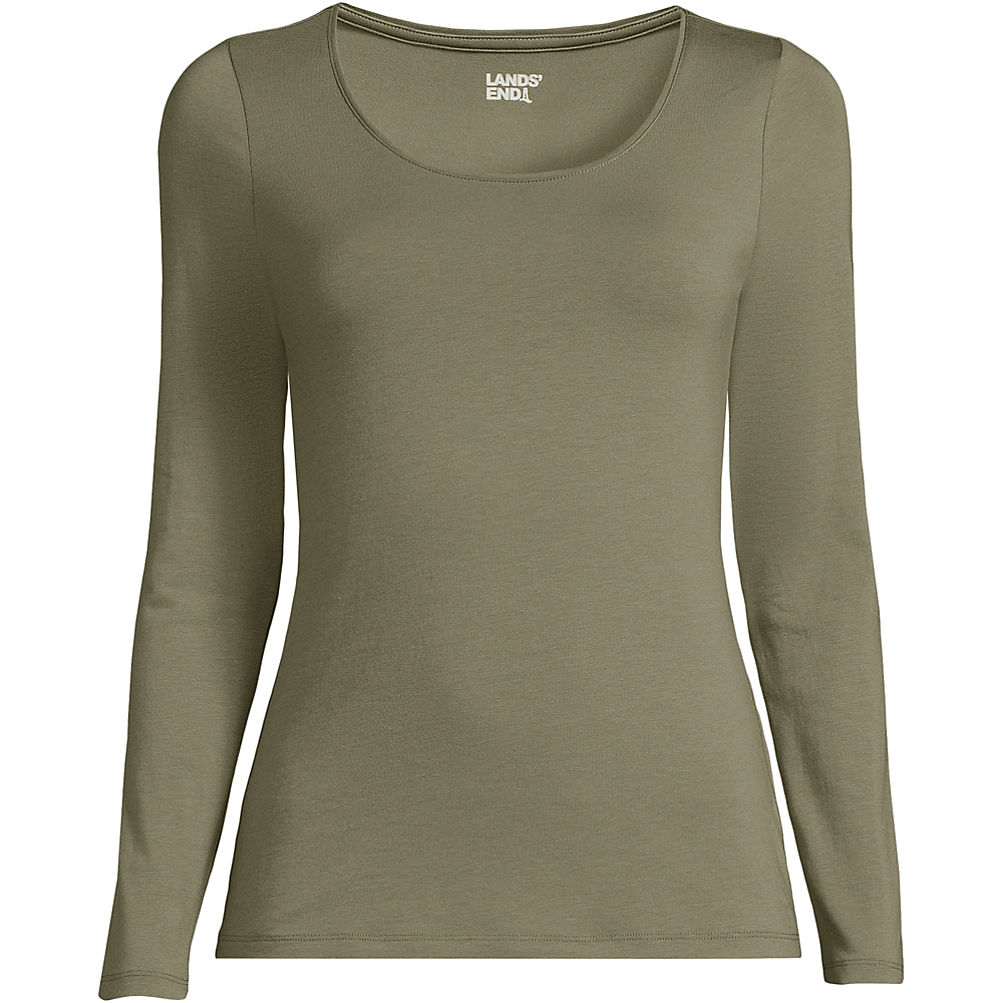 Women\'s Plus Size Long Sleeve Lightweight Jersey Scoop Neck T-Shirt |  Lands\' End
