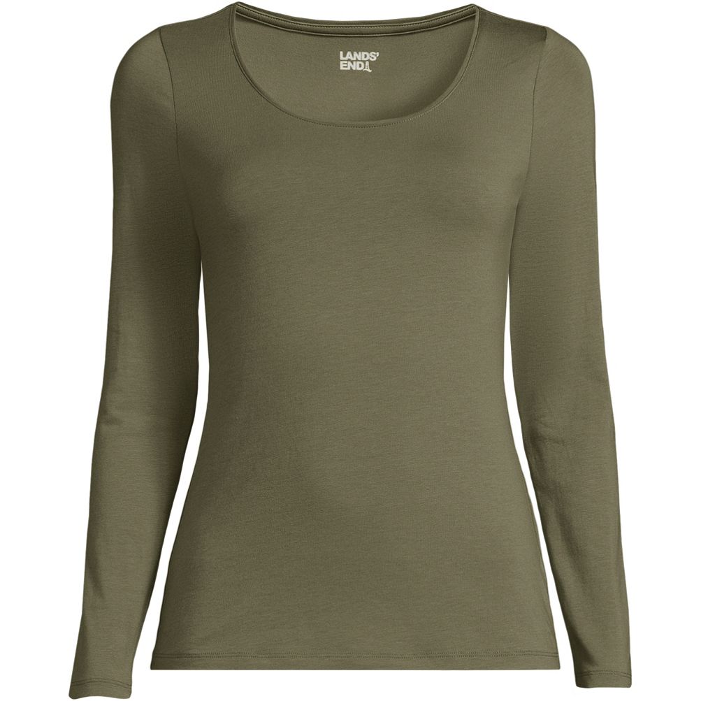 Women\'s Plus Size Long Sleeve Lightweight Jersey Scoop Neck T-Shirt |  Lands\' End