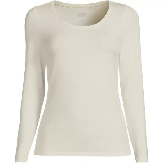 Women's Lightweight Jersey Skimming Long Sleeve Scoop Neck T-shirt - primary
