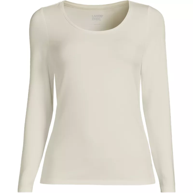 Women's Plus Size Lightweight Jersey Skimming Long Sleeve Scoop Neck T-shirt, Front