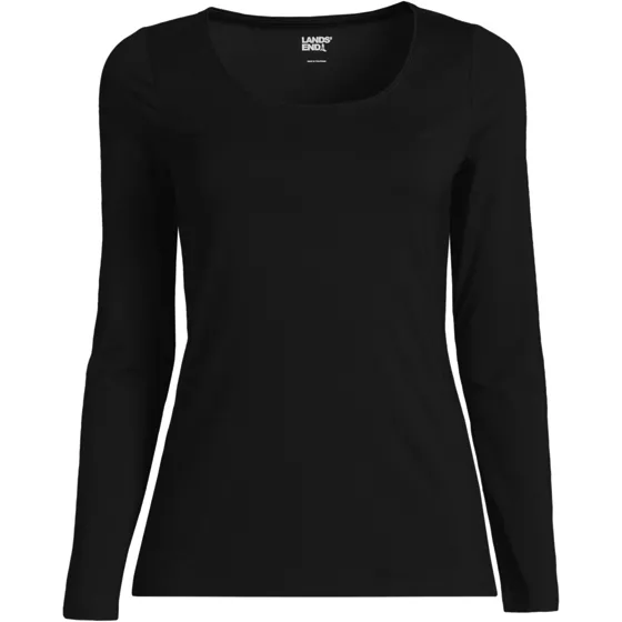 Women's Lightweight Jersey Skimming Long Sleeve Scoop Neck T-shirt - primary