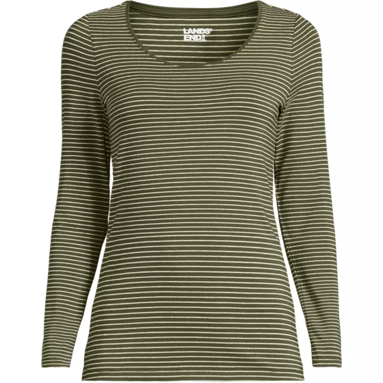 Women's Lightweight Jersey Skimming Long Sleeve Scoop Neck T-shirt - primary