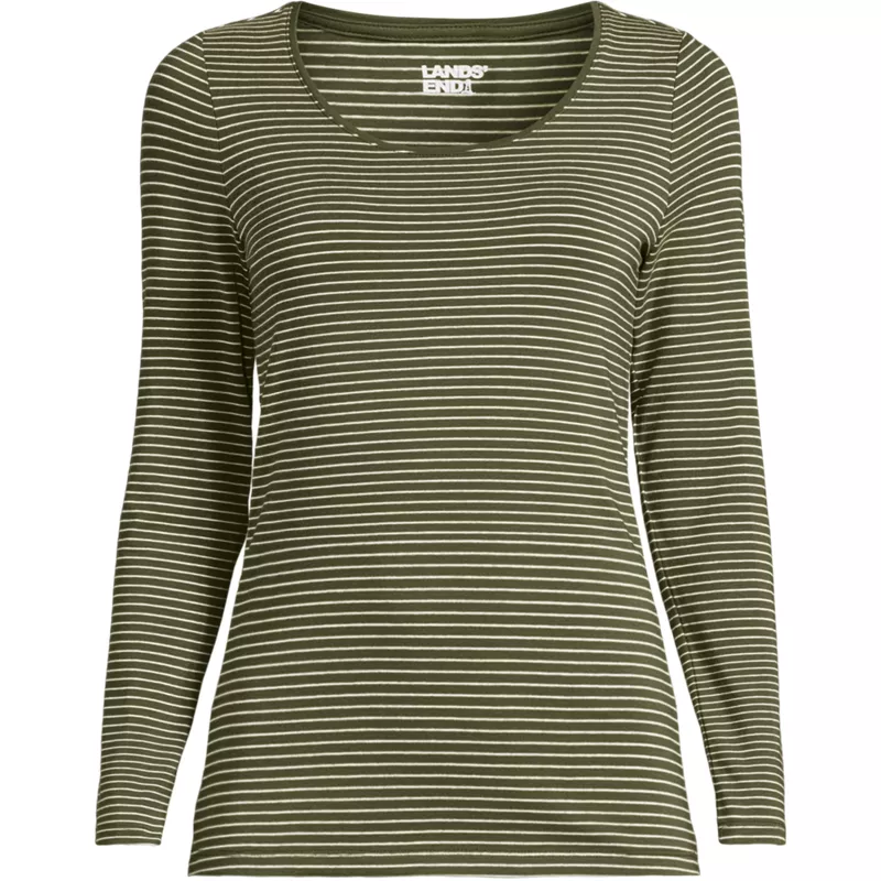 Women's Lightweight Jersey Skimming Long Sleeve Scoop Neck T-shirt, Front