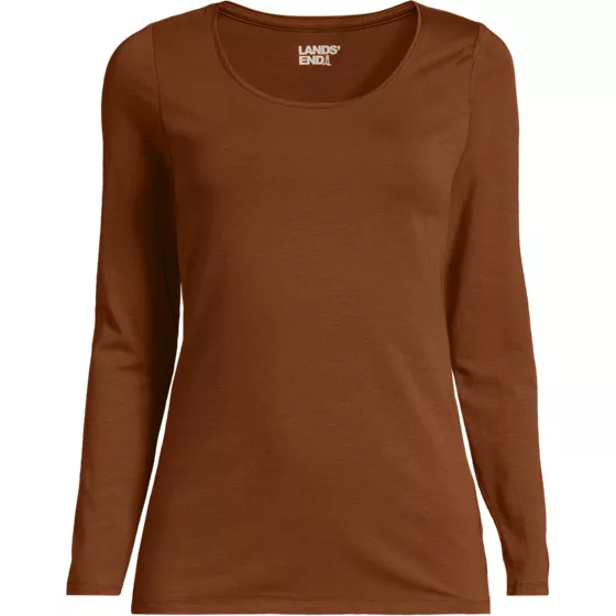 Women's Lightweight Jersey Skimming Long Sleeve Scoop Neck T-shirt - primary