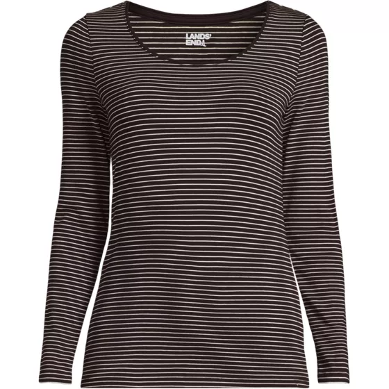 Women's Lightweight Jersey Skimming Long Sleeve Scoop Neck T-shirt - primary