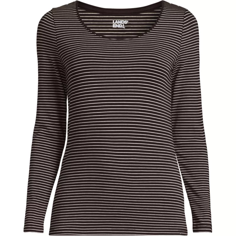 Women's Lightweight Jersey Skimming Long Sleeve Scoop Neck T-shirt, Front