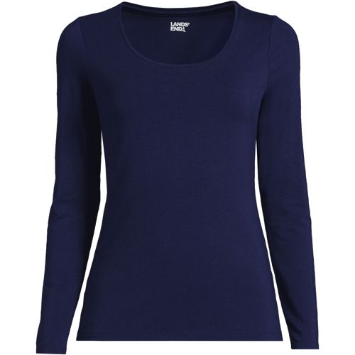 Cotton Modal Scoop Neck Top, Women, size: 1XL, plus, Blue, Cotton Modal, by Lands' End