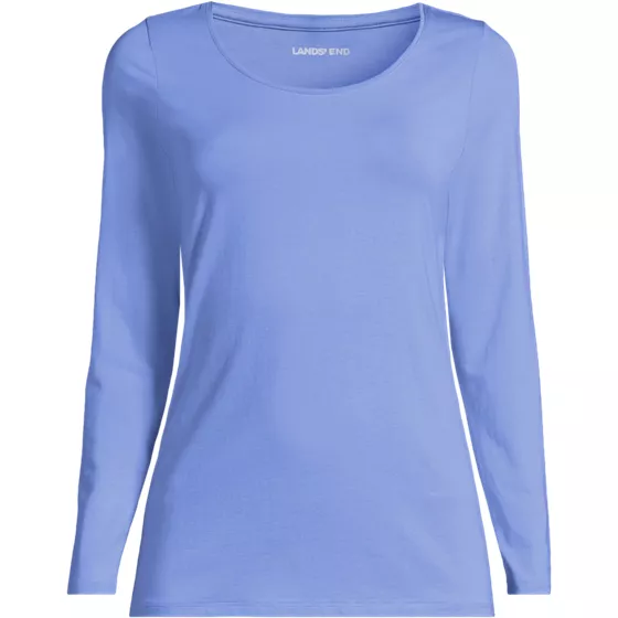 Women's Plus Size Lightweight Jersey Skimming Long Sleeve Scoop Neck T-shirt - primary