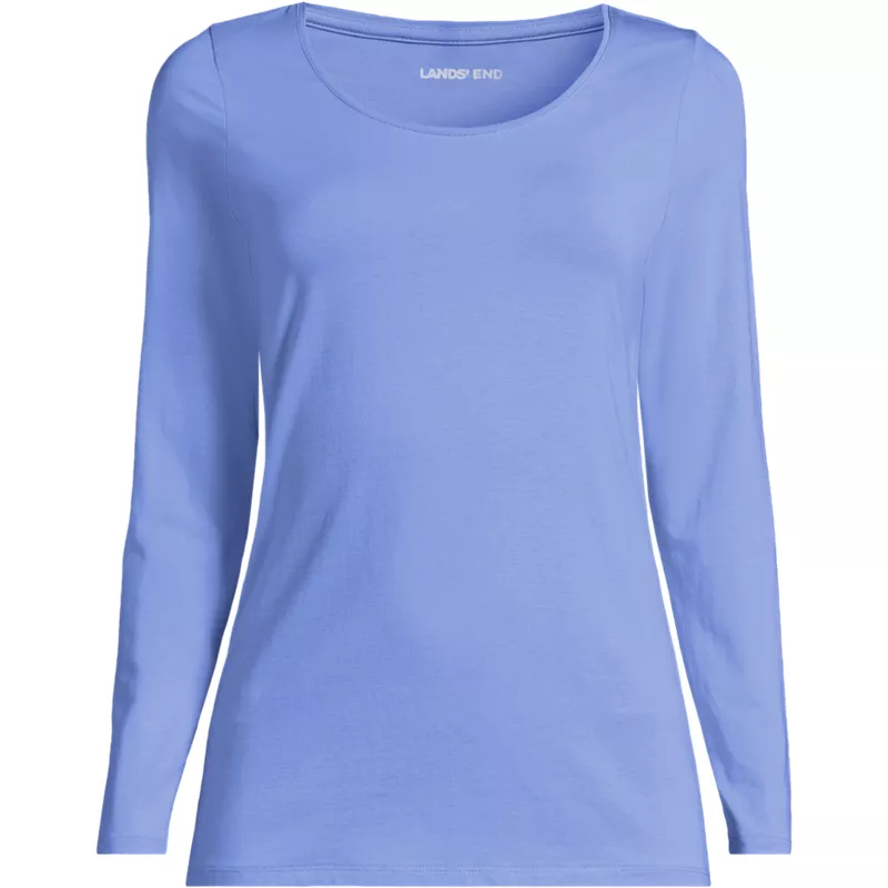 Women's Plus Size Lightweight Jersey Skimming Long Sleeve Scoop Neck T-shirt, Front
