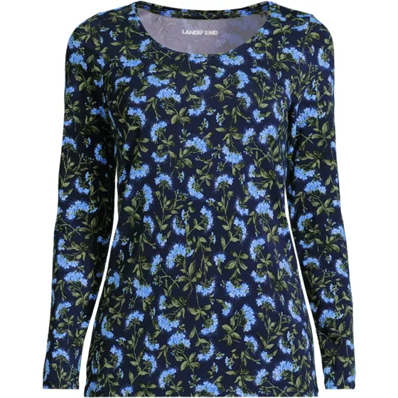 Women's Lightweight Jersey Skimming Long Sleeve Scoop Neck T-shirt - primary