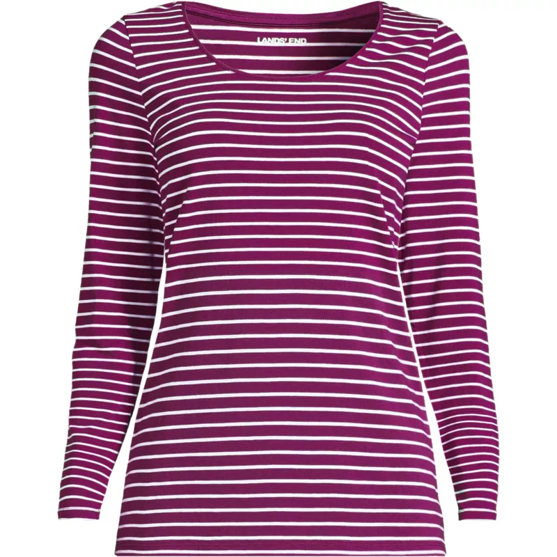 Women's Lightweight Jersey Skimming Long Sleeve Scoop Neck T-shirt, Front
