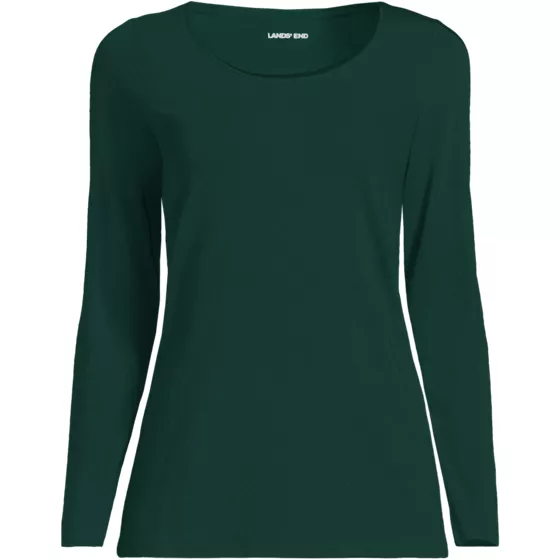 Women's Lightweight Jersey Skimming Long Sleeve Scoop Neck T-shirt - primary